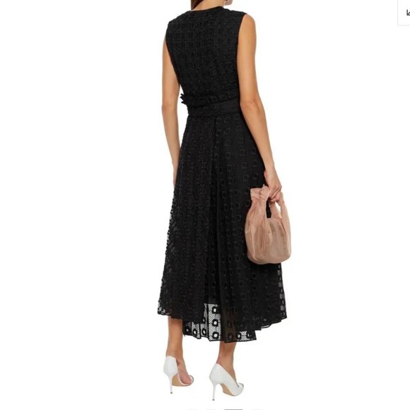 FENDI  Belted Silk-organza Midi Dress In Black Size 44IT,MUS - Picture 4 of 15